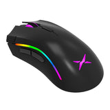 Wired gaming mouse with ergonomic design and RGB lighting for precision and speed in gaming.